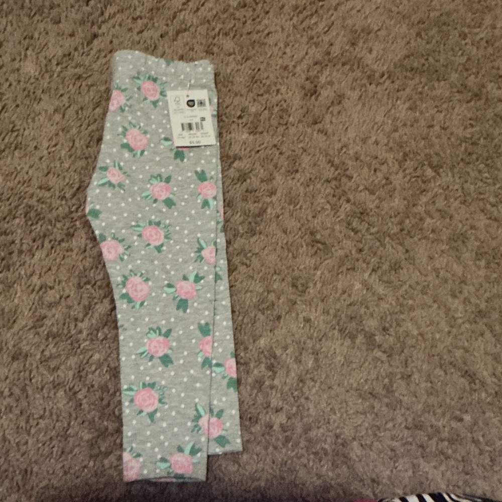 Gray Floral Kids Leggings